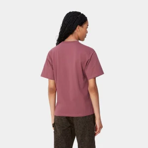 Discount Carhartt WIP W' S/S American Script T-Shirt Dusty Fuchsia