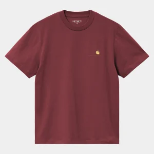 Discount Carhartt WIP W' S/S American Script T-Shirt Malbec