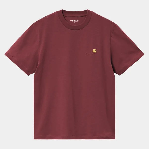 Discount Carhartt WIP W' S/S American Script T-Shirt Malbec