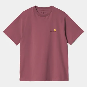 Discount Carhartt WIP W' S/S American Script T-Shirt Dusty Fuchsia