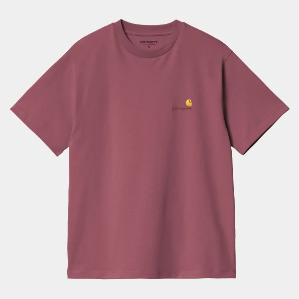 Discount Carhartt WIP W' S/S American Script T-Shirt Dusty Fuchsia