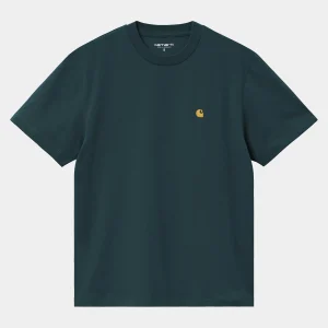 Best Carhartt WIP W' S/S Chase T-Shirt Duck Blue / Gold