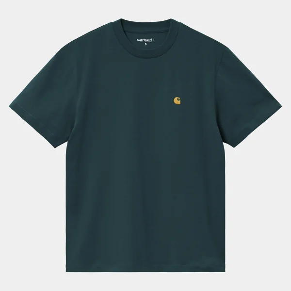 Best Carhartt WIP W' S/S Chase T-Shirt Duck Blue / Gold