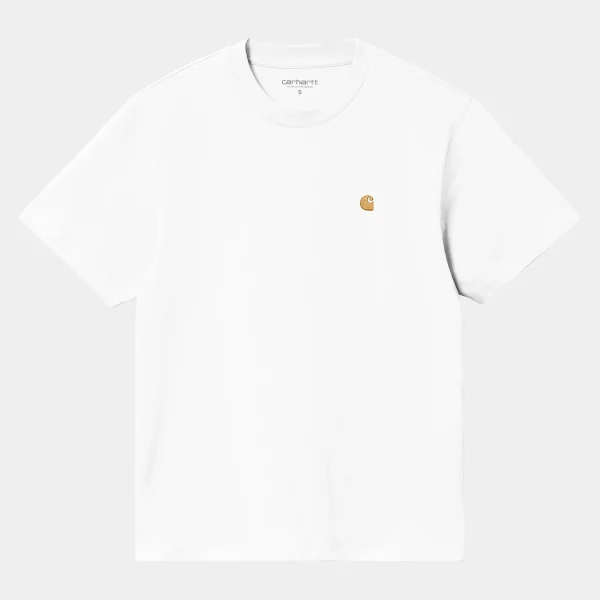 Sale Carhartt WIP W' S/S Chase T-Shirt White / Gold