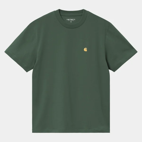 Discount Carhartt WIP W' S/S Chase T-Shirt Sycamore Tree / Gold