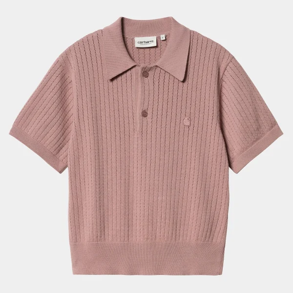 Clearance Carhartt WIP W' S/S Norlina Polo Dusty Fuchsia