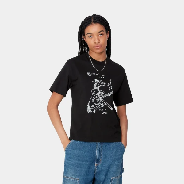 Shop Carhartt WIP W' S/S Pepe Sad Cowboy T-Shirt Black / White