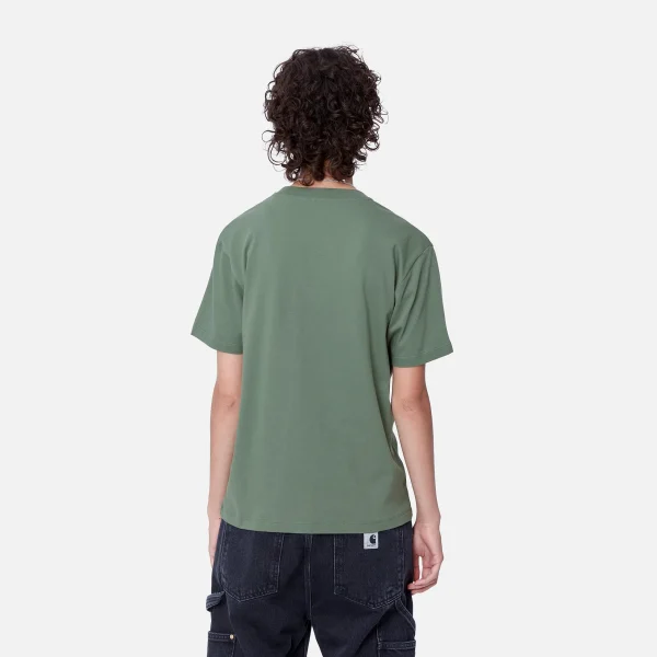 Shop Carhartt WIP W' S/S Script Embroidery T-Shirt Duck Green / Aura