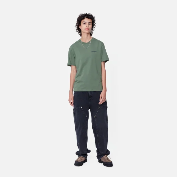 Shop Carhartt WIP W' S/S Script Embroidery T-Shirt Duck Green / Aura