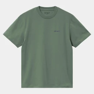 Shop Carhartt WIP W' S/S Script Embroidery T-Shirt Duck Green / Aura