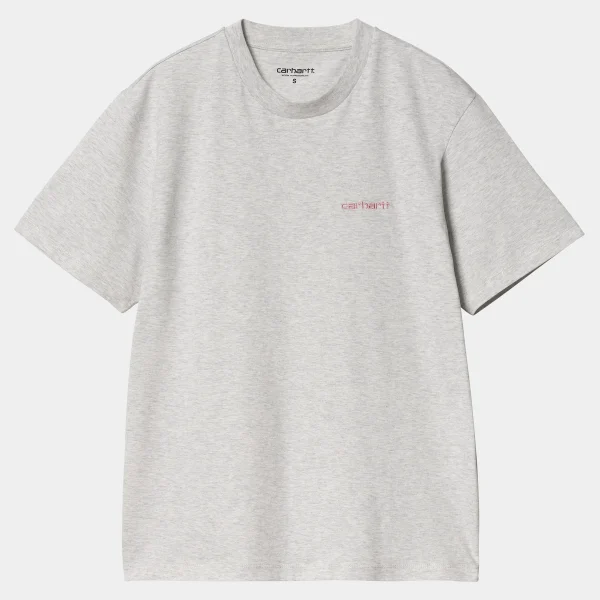 Discount Carhartt WIP W' S/S Script Embroidery T-Shirt Ash Heather / Dusty Rose