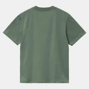 Shop Carhartt WIP W' S/S Script Embroidery T-Shirt Duck Green / Aura