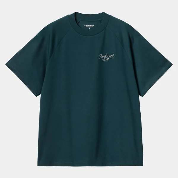 Sale Carhartt WIP W' S/S Signature T-Shirt Duck Blue / White