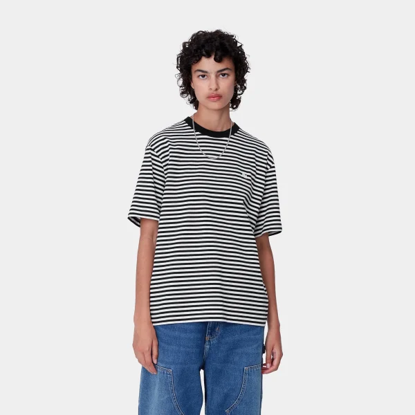 Fashion Carhartt WIP W' S/S Verner T-Shirt Verner stripe, Black / Wax