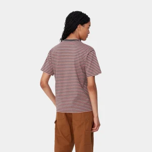 Fashion Carhartt WIP W' S/S Verner T-Shirt Verner Stripe, Graphite / Dusty Rose