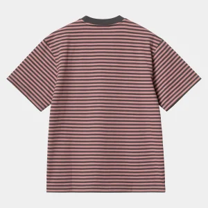 Fashion Carhartt WIP W' S/S Verner T-Shirt Verner Stripe, Graphite / Dusty Rose