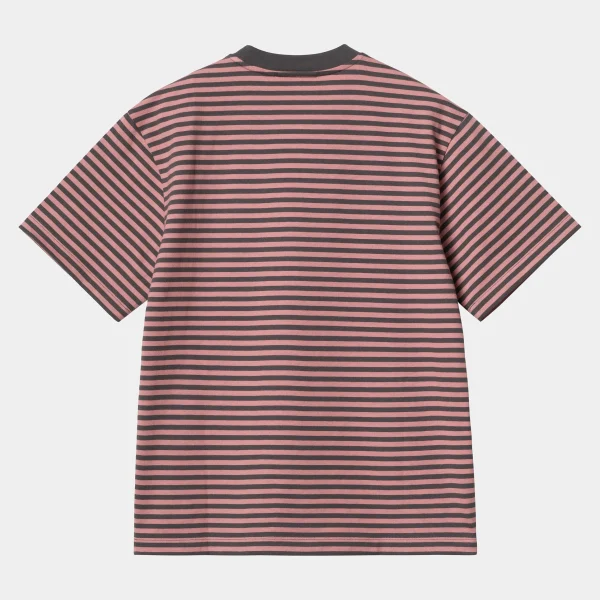 Fashion Carhartt WIP W' S/S Verner T-Shirt Verner Stripe, Graphite / Dusty Rose